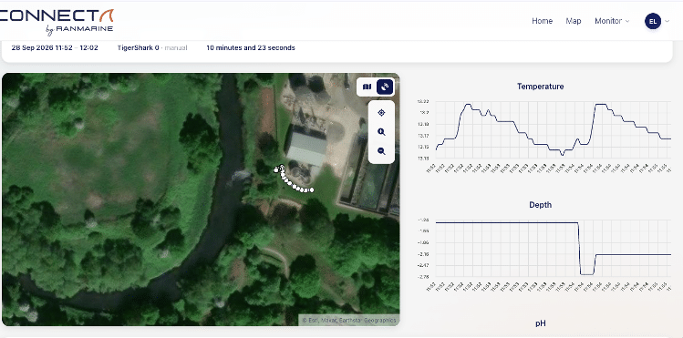 Beyond the Sampling Point: How Smart Surveys Reveal What Fixed Monitoring Misses 2 RanMarine Connect dashboard showing image and water parameters.