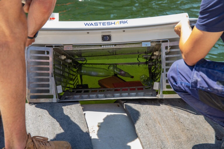 Waste inside the basket of a WasteShark