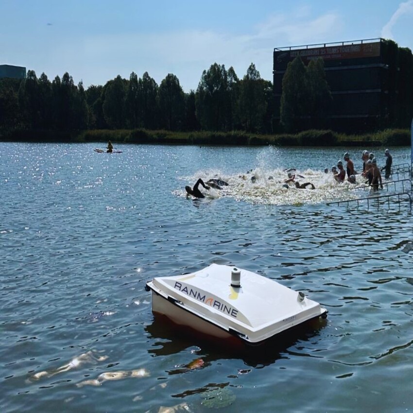 Swimmers at triathlon with a RanMarine CyanoShark