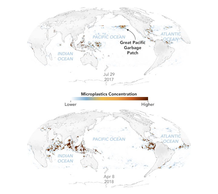 Researchers use NASA's Cyclone Global Navigation Satellite System (CYGNSS) mission to map the daily concentration of microplastics across the ocean.
